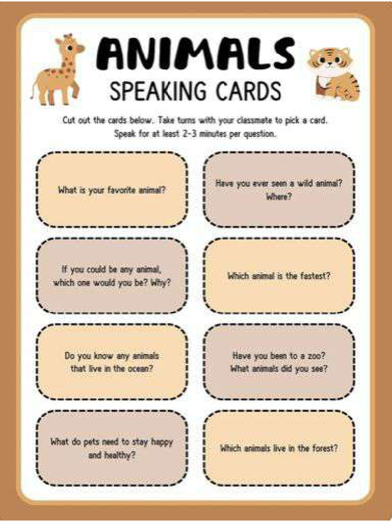 Animals English Speaking Cards | PDF