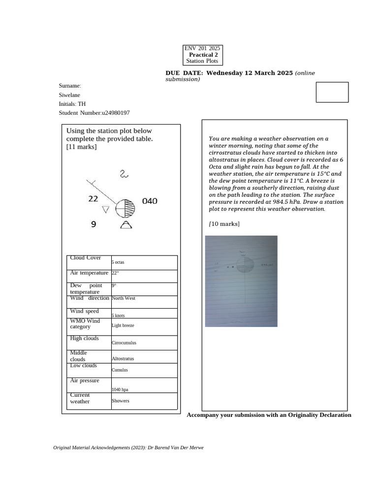 Weather Observation Station Plot Guide | PDF | Cloud | Applied And ...