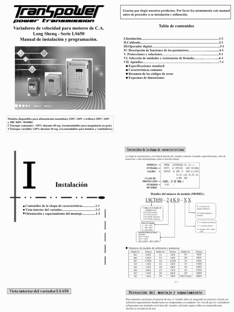 Manual Ls650 Transpower | PDF