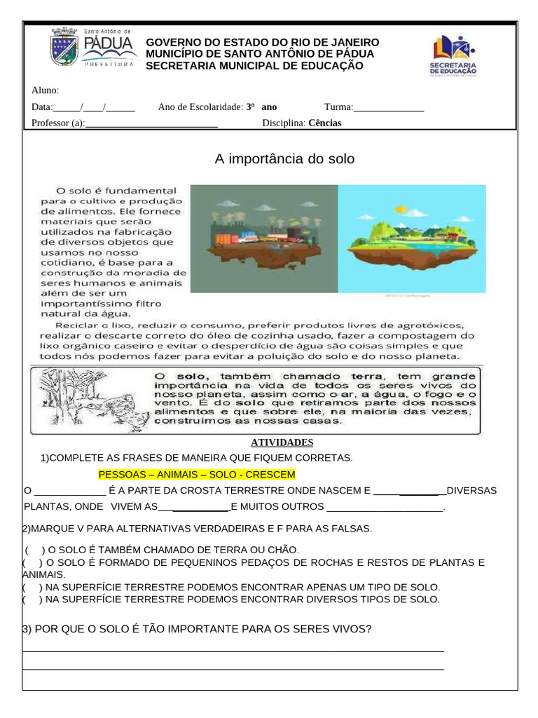 Importância do Solo para os Seres Vivos | PDF