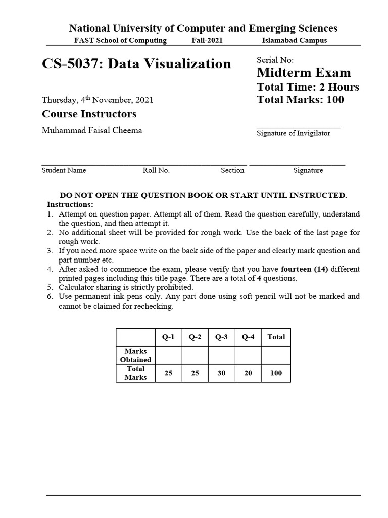 CS-5037 Midterm Exam Fall 2021 | PDF | Level Of Measurement | Data