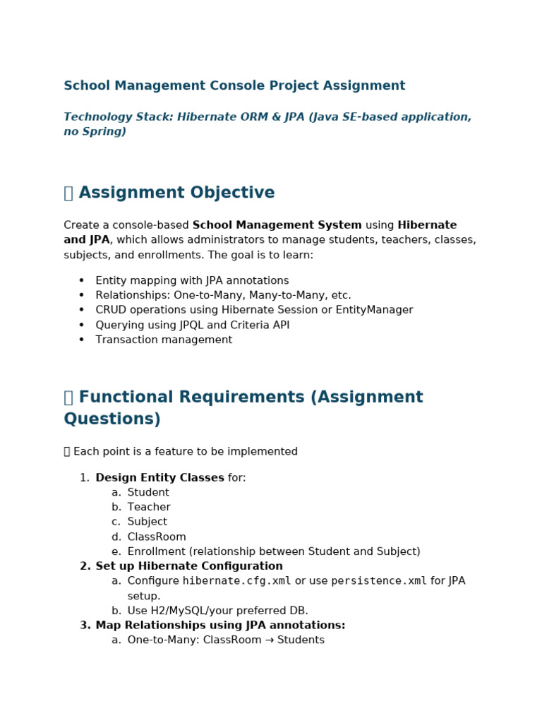 School Management Project Hibernate Jpa | PDF | Software Architecture ...