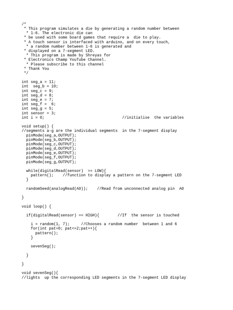 Code For 7-Segment Display Common Cathode | PDF | Computer Engineering ...