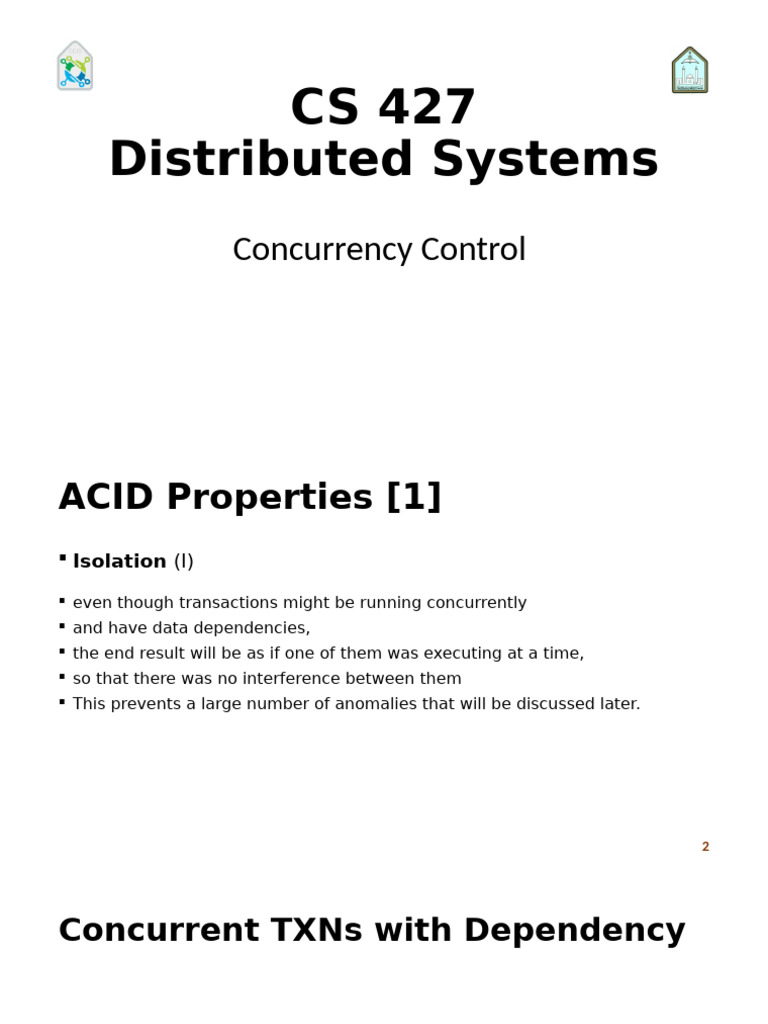 Concurrency Control in Distributed Systems | PDF | Database Transaction ...