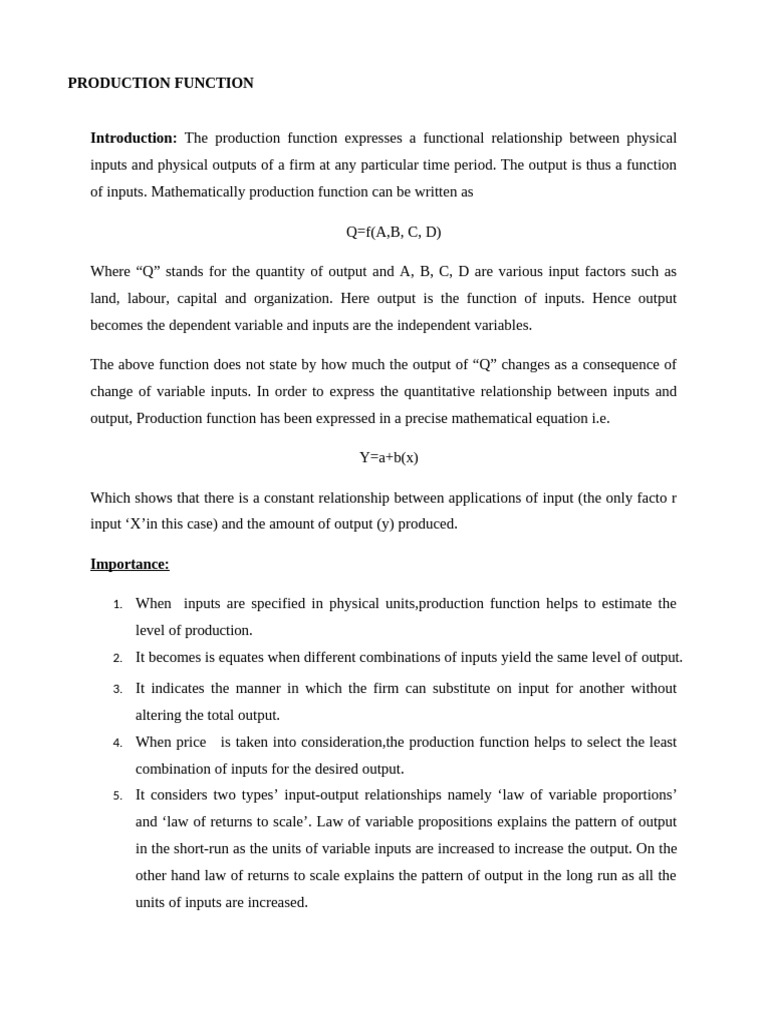 Understanding Production Functions | PDF | Production Function | Long ...