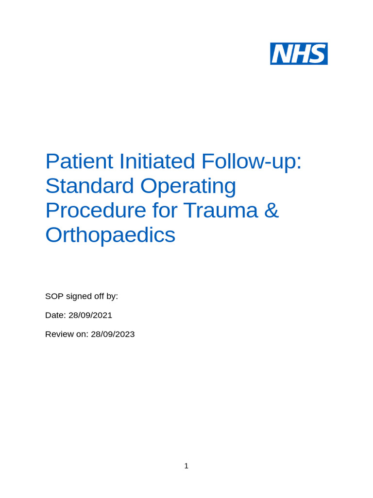 Sop Trauma Orthopaedics Pifu | PDF | Patient | Dementia