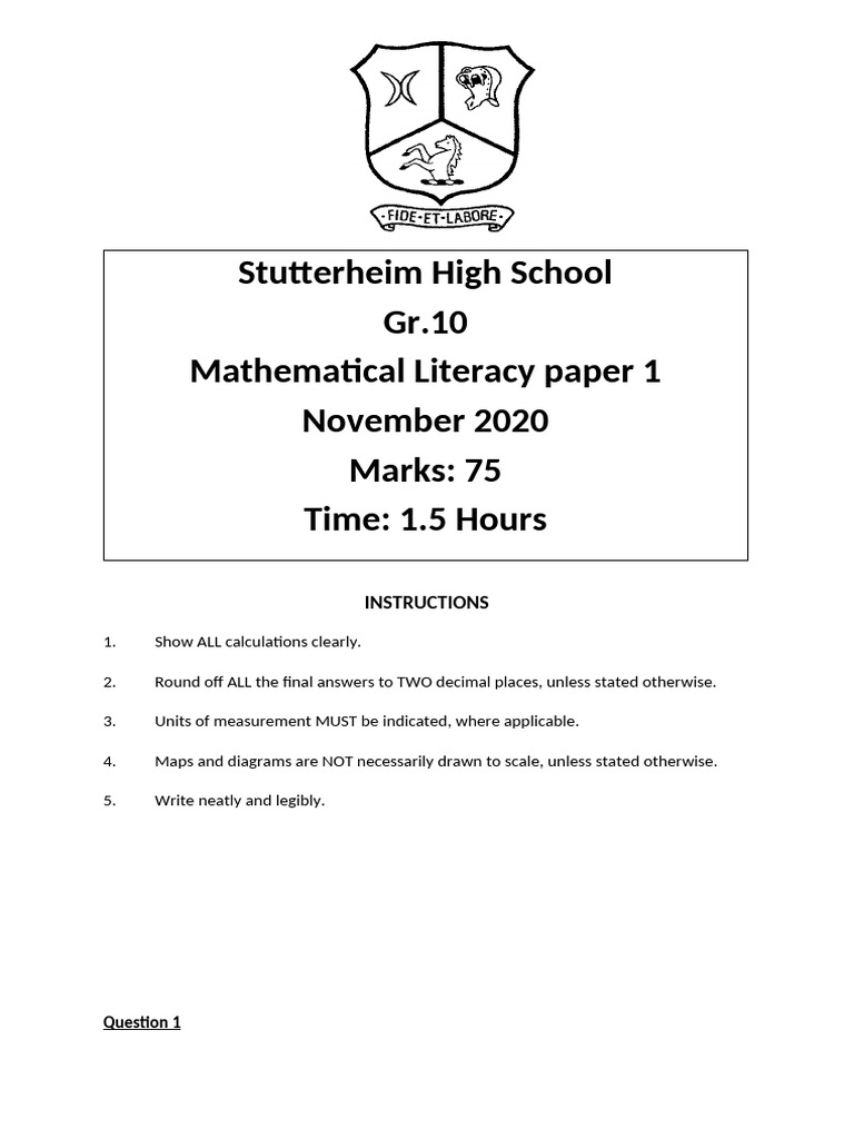 Gr. 10 Mathematical Literacy Exam Paper | PDF | Salary