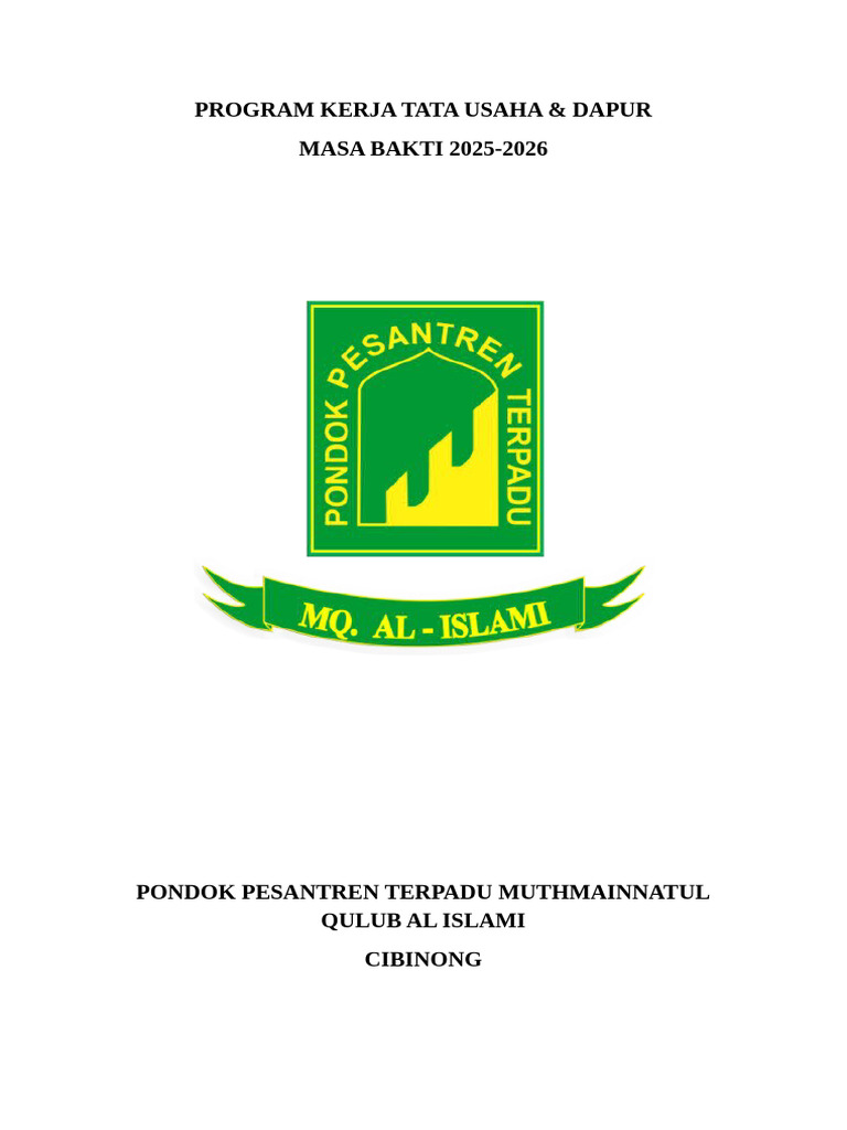 Program Kerja Dapur Santri 2025-2026 | PDF