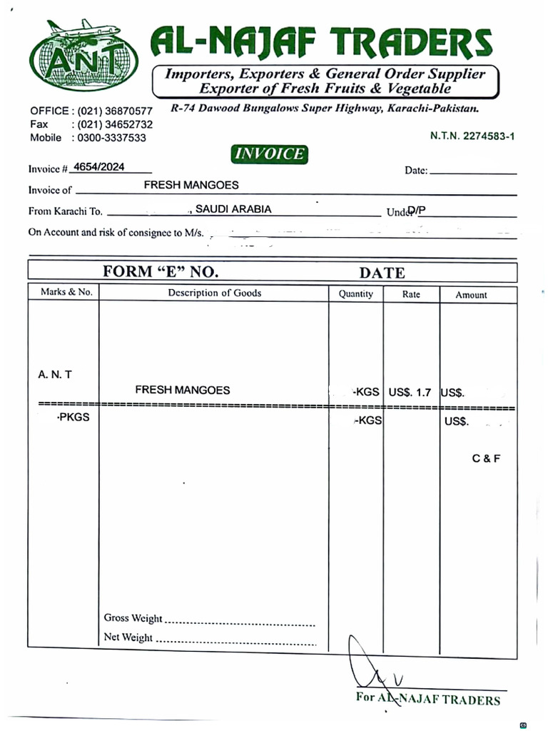 Al Najaf Jedd Invoice Mpi | PDF