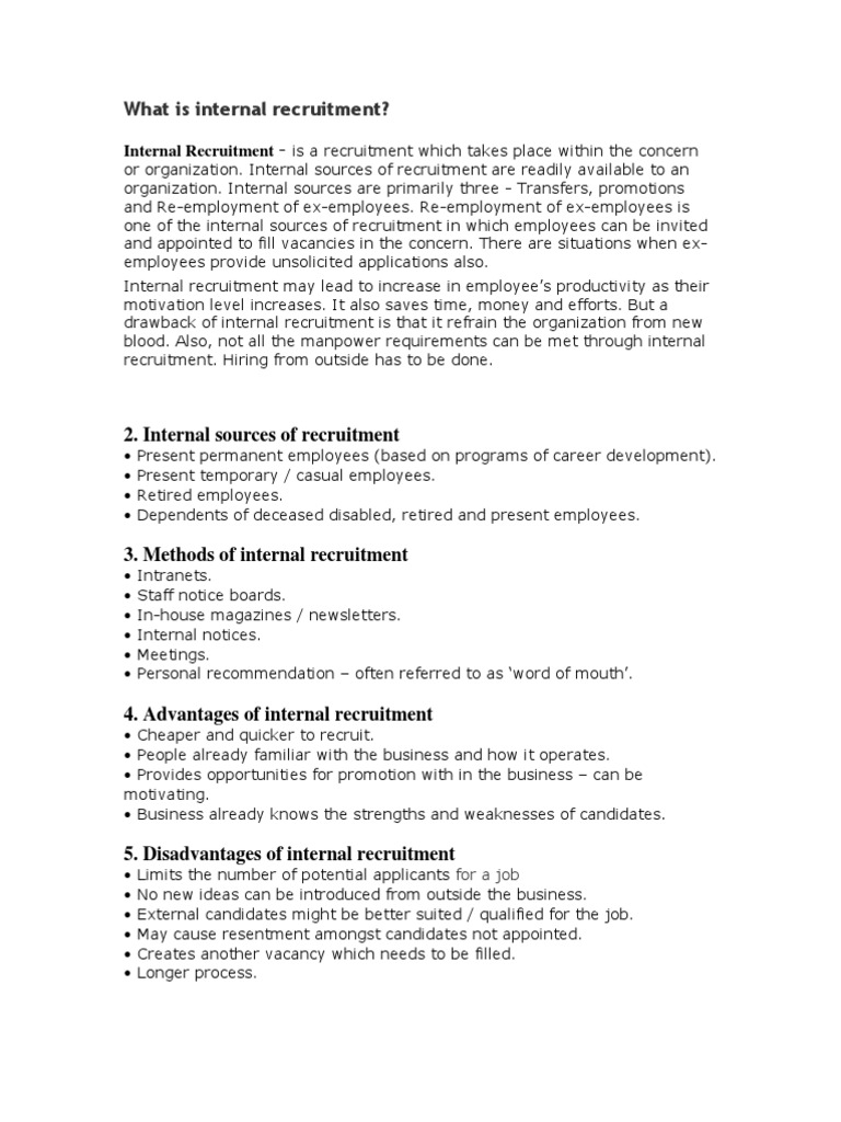 What Is Internal Recruitment | PDF | Recruitment | Employment