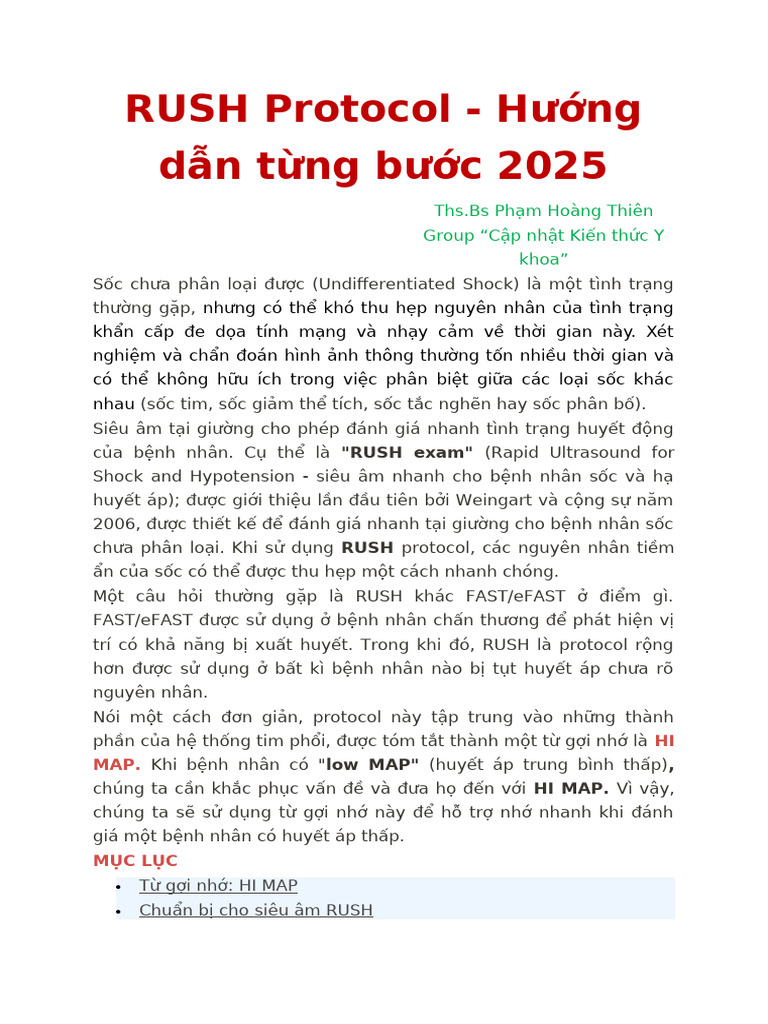 RUSH Protocol - Hướng Dẫn Từng Bước Ok | PDF