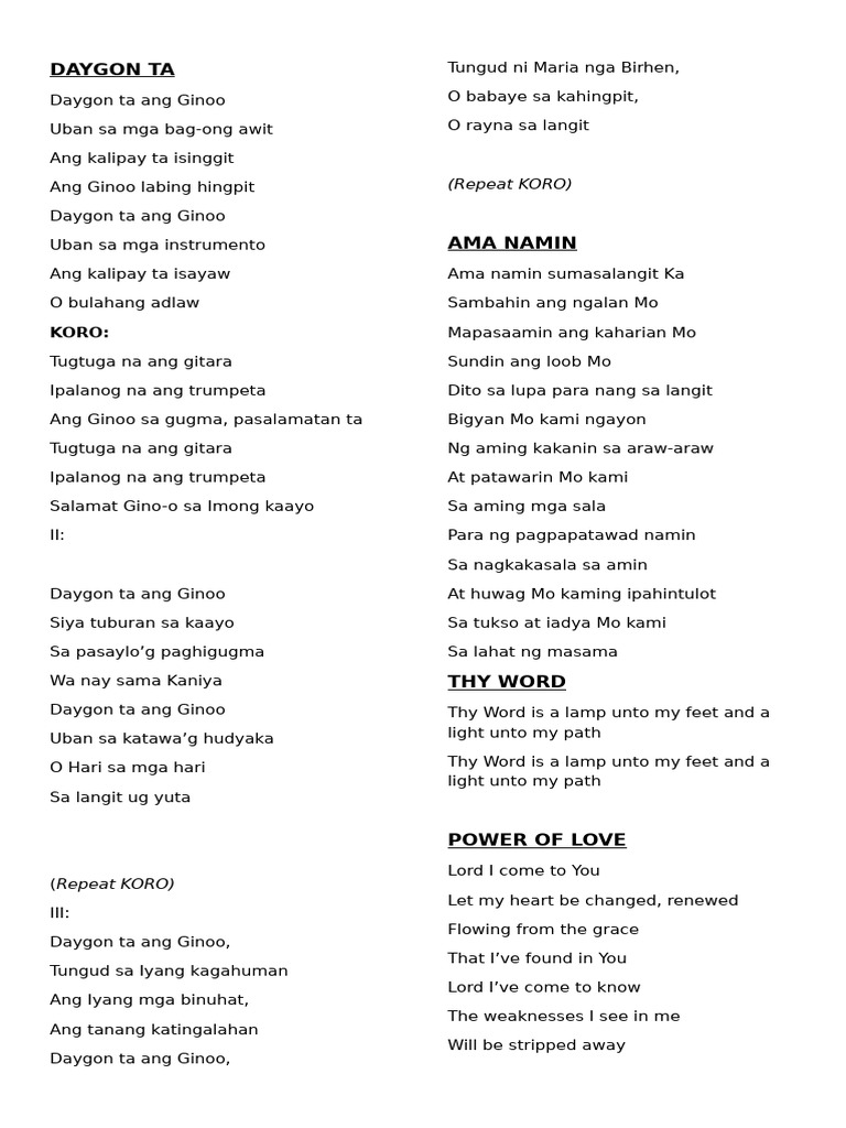 Daygon Ta: (Repeat KORO) | PDF