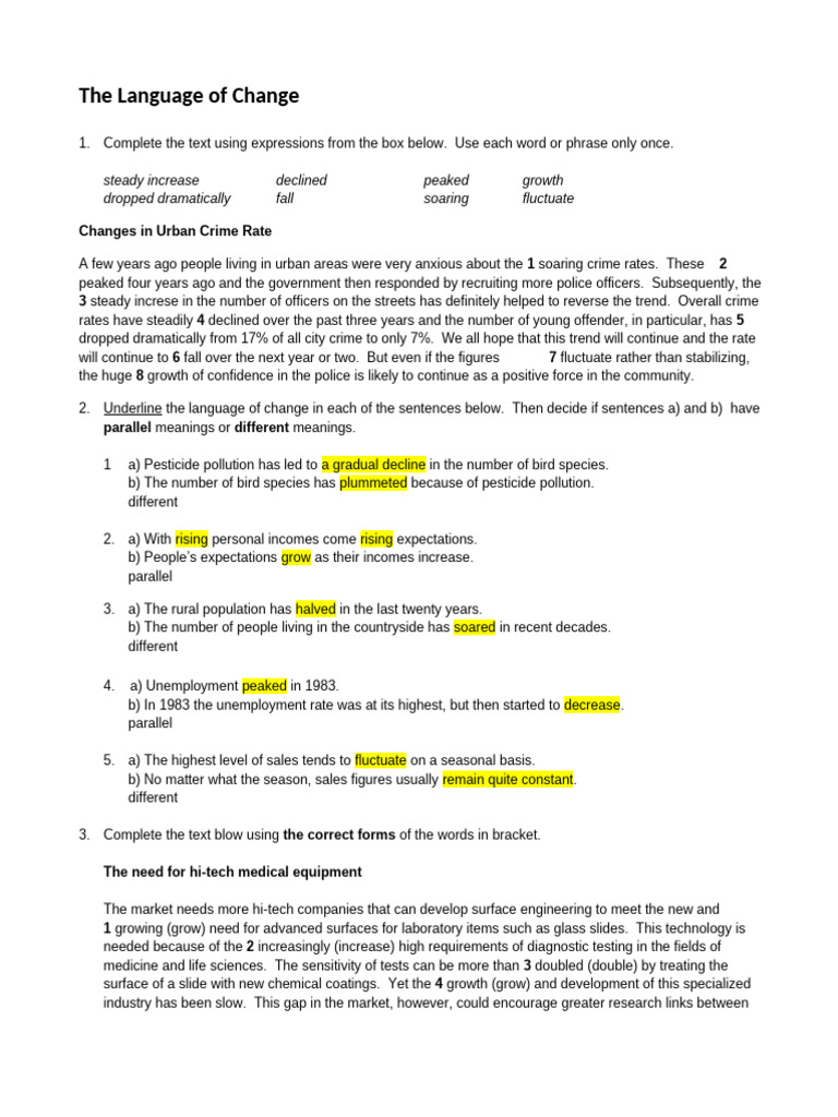 Vocabulary - The Language of Change Grade XII | PDF | Economies