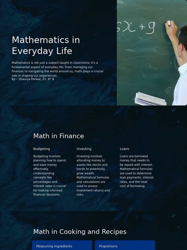 Mathematics in Daily Life Applications | PDF | Mathematics | Artificial ...