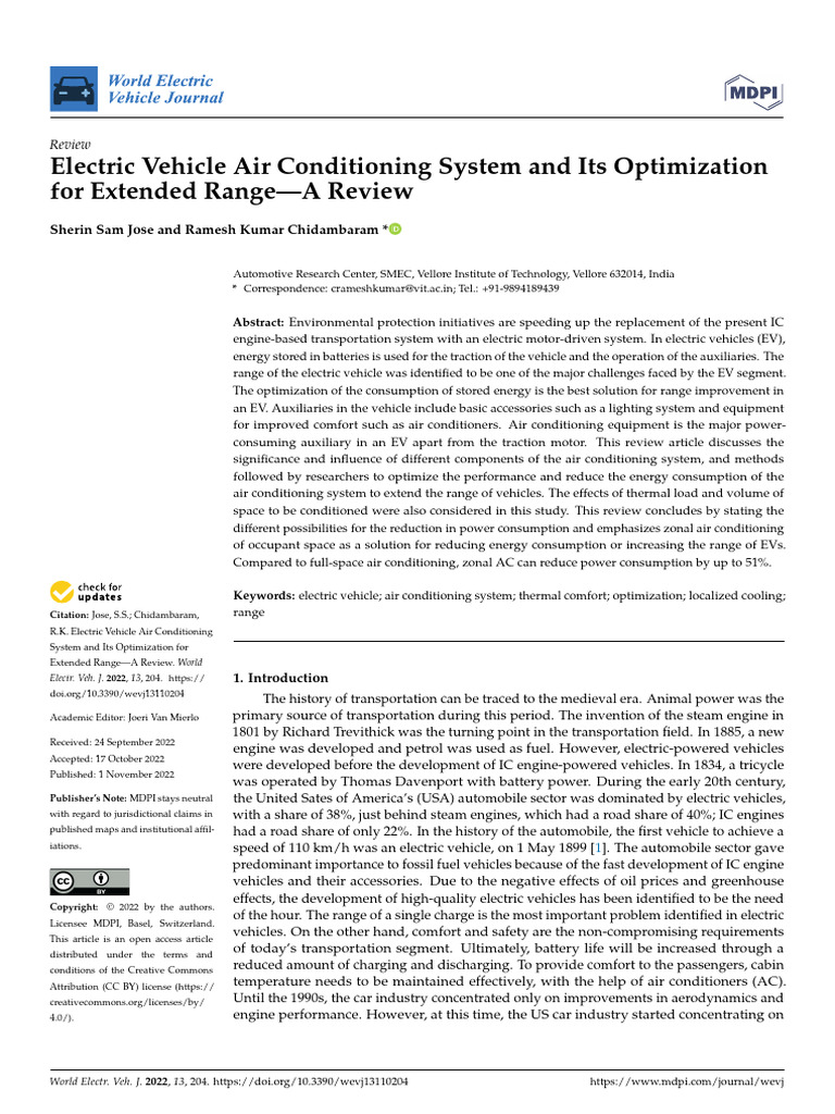 Electric Vehicle Air Conditioning System and Its O | PDF | Air ...