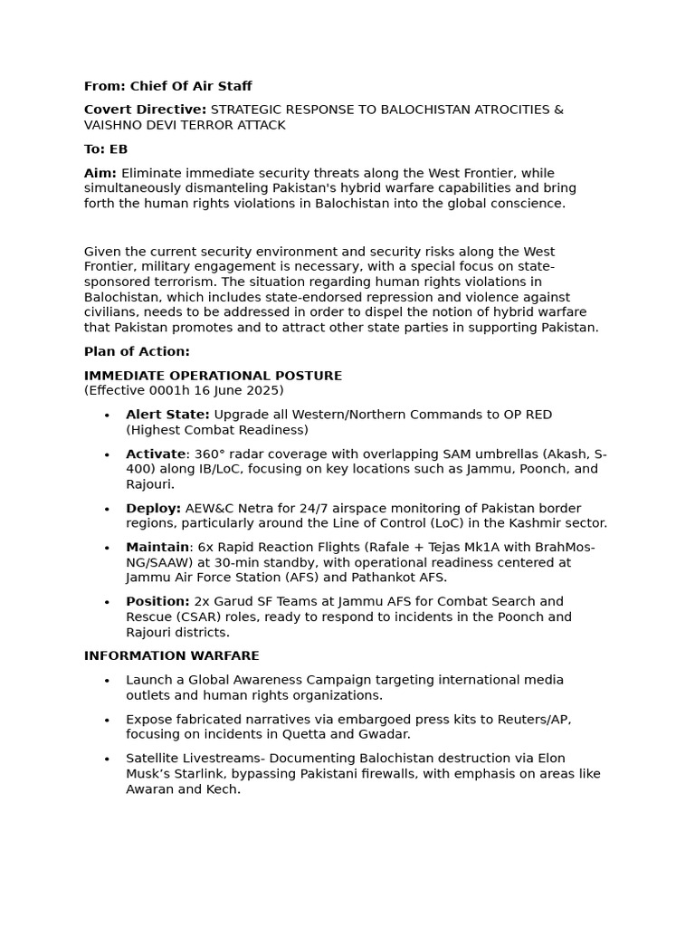 Chief of Air Staff - Directive | PDF | Pakistan