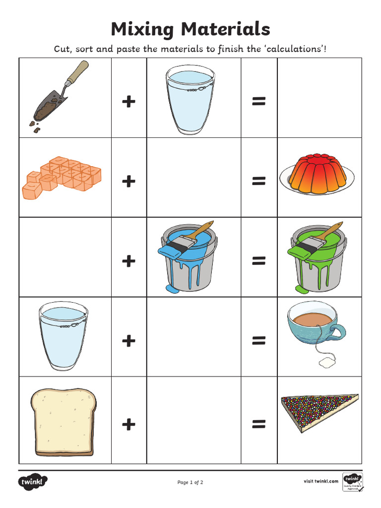 Au SC 310 Mixing Materials Activity Sheet Ver 2 | PDF