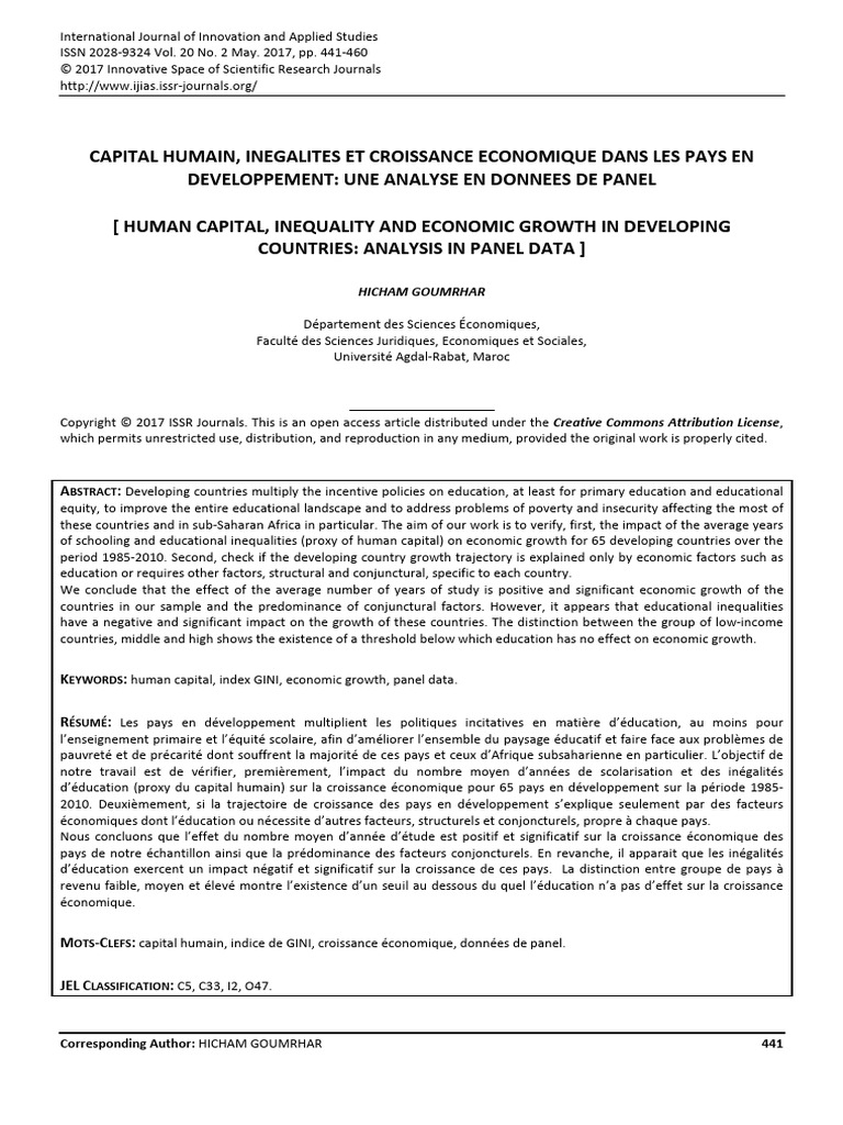 Impact du Capital Humain sur la Croissance | PDF | Croissance ...
