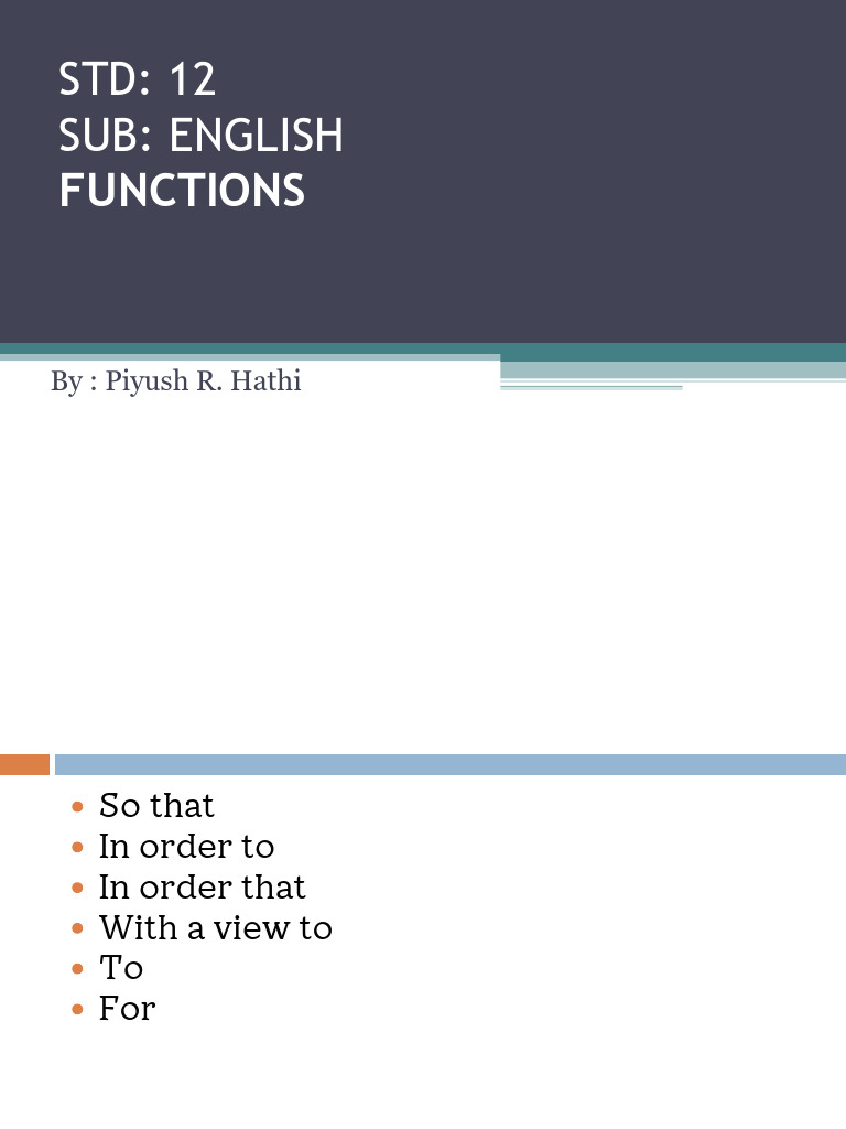 English Functions and Examples | PDF