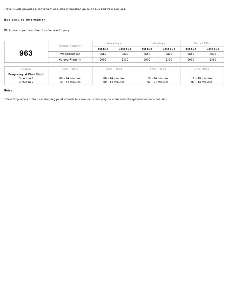 Bus 963 Schedule and Route Details | PDF | Public Transport