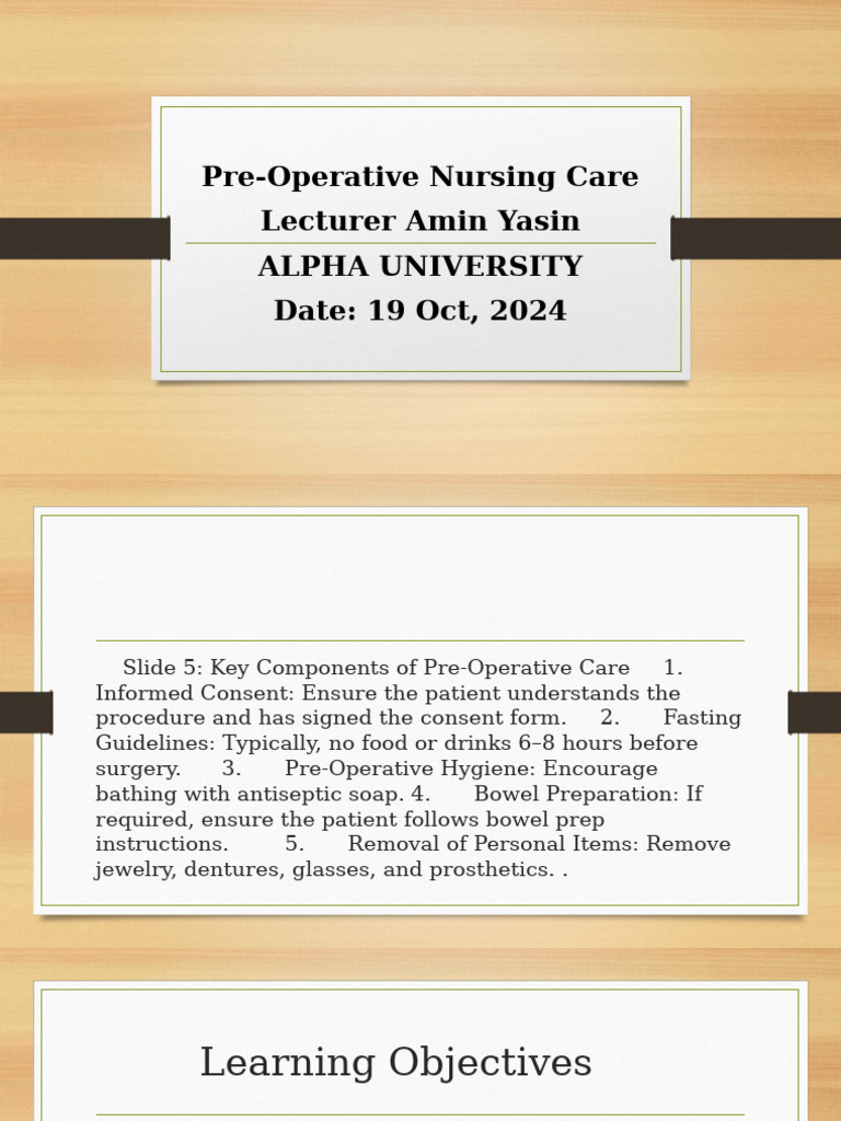 Pre Op | PDF | Surgery | Nursing