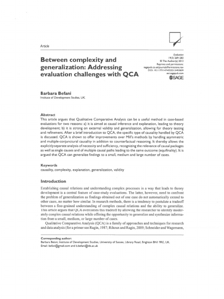 BEFANI 2013 Qualitative Comparative Analysis | PDF