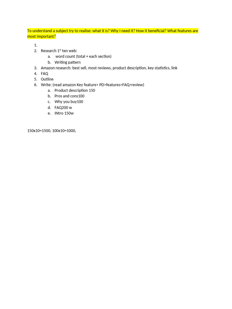 Amazon Content Writing Formula | PDF