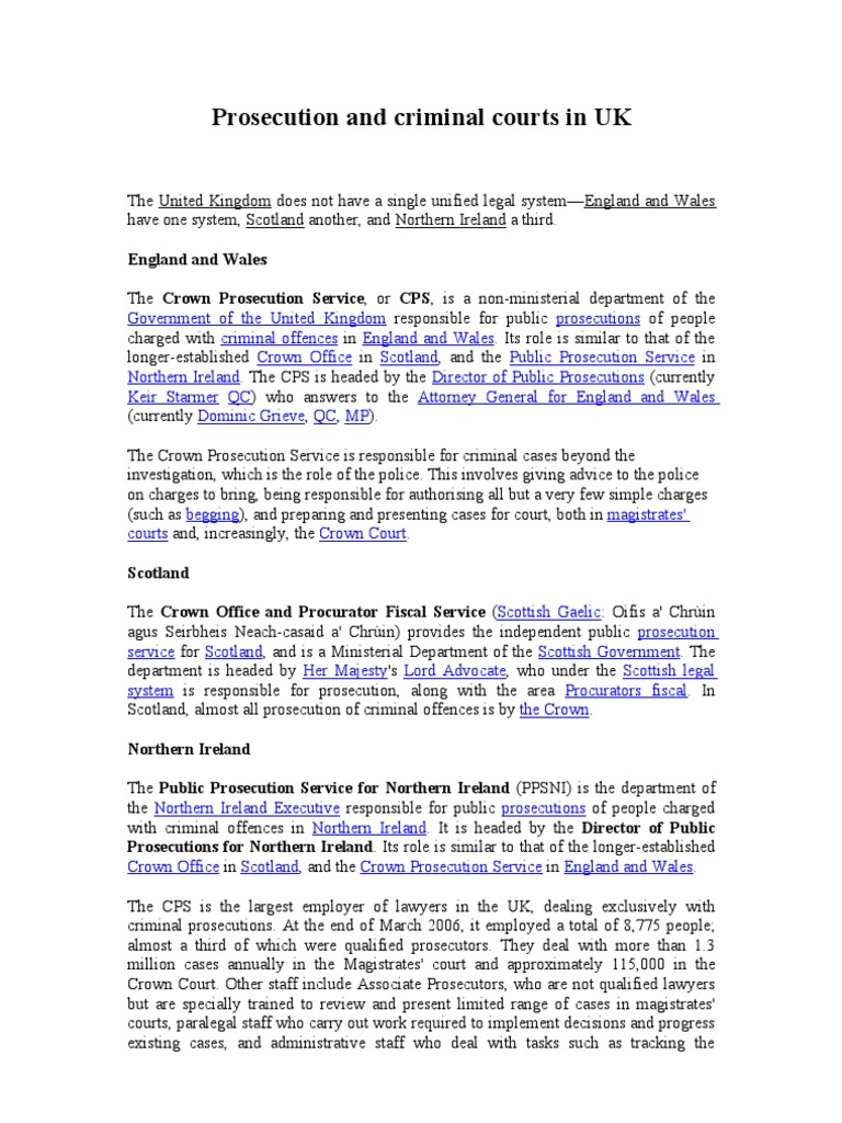 UK Criminal Prosecution Systems Explained | PDF | The Crown | Prosecutor