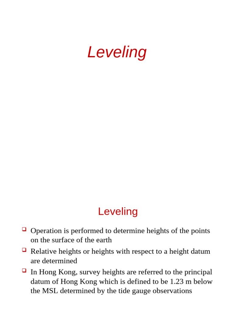 Hong Kong Leveling Measurement Guide | PDF | Sea Level | Height