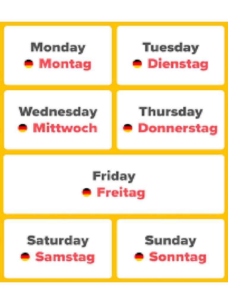Weekdays in German | PDF