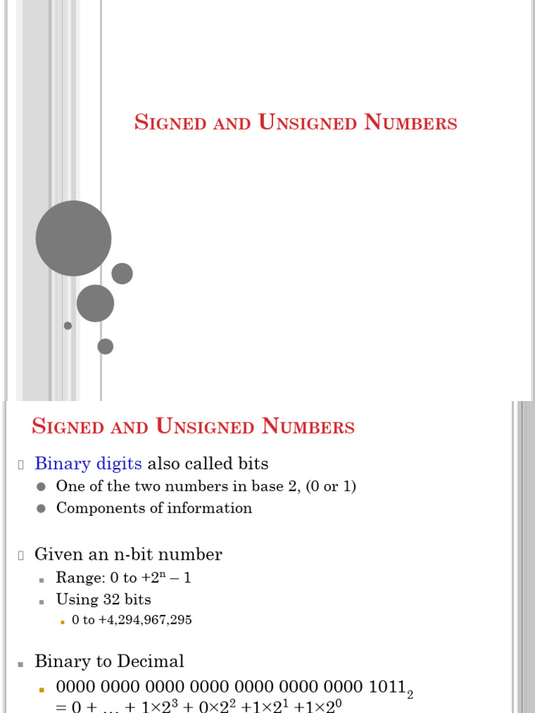 L2 - Signed and Unsigned Numbers | PDF