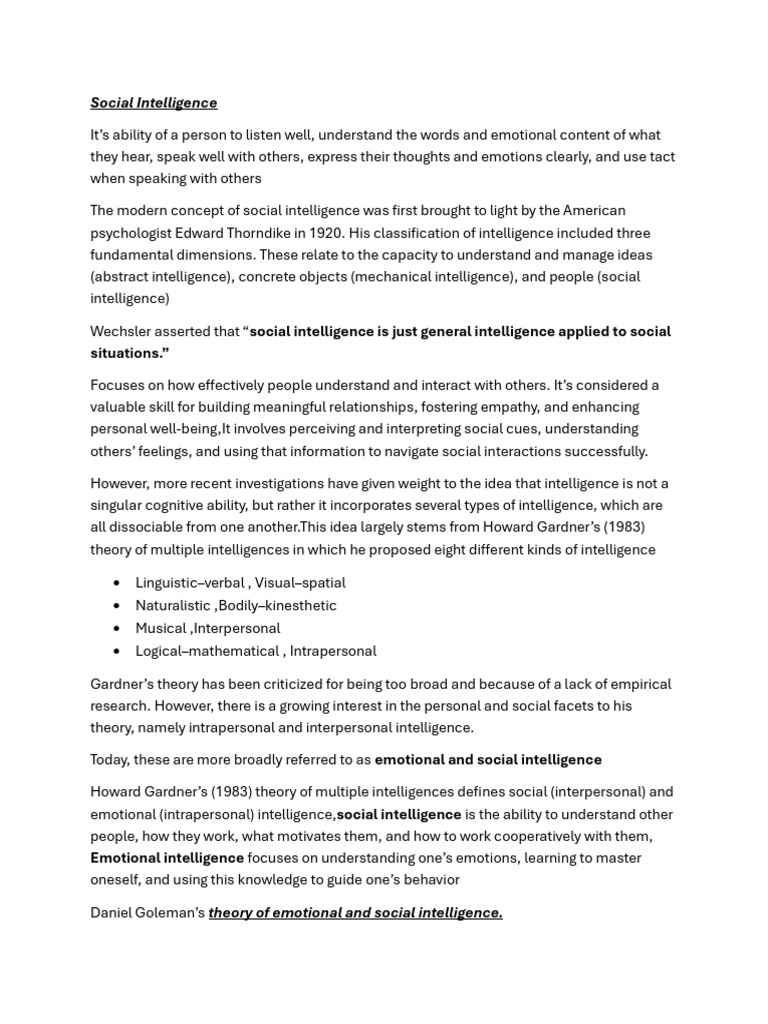 Understanding Social Intelligence | PDF | Empathy | Intelligence