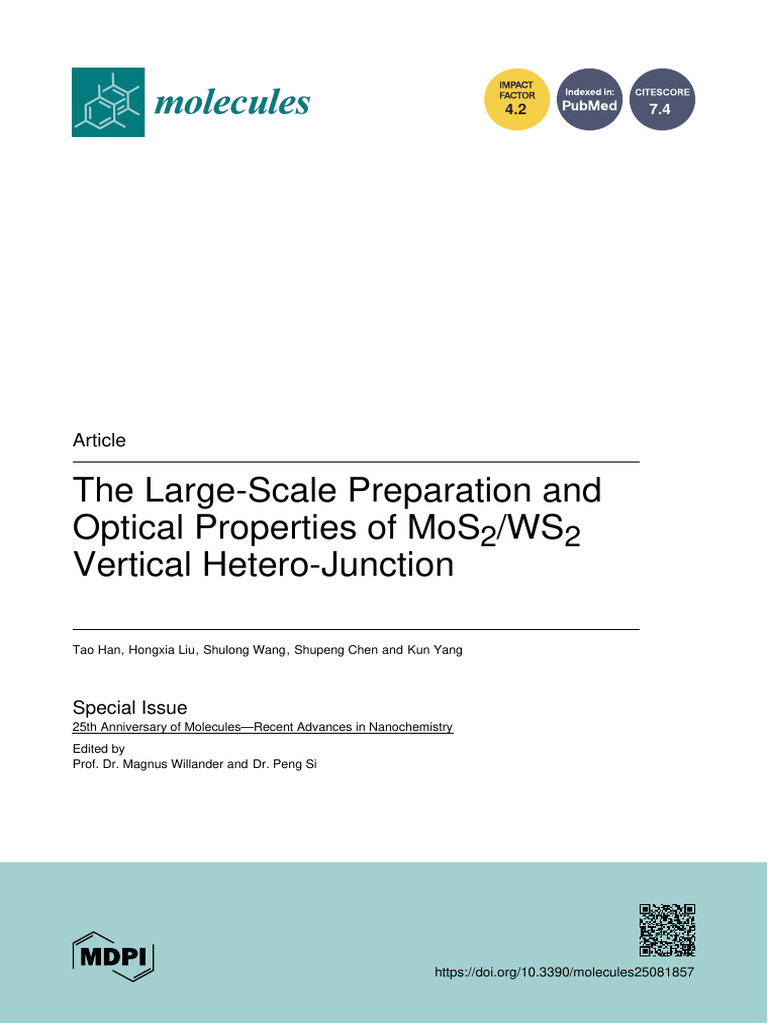 The Large-Scale Preparation and Optical Properties of MoS2 - WS2 ...