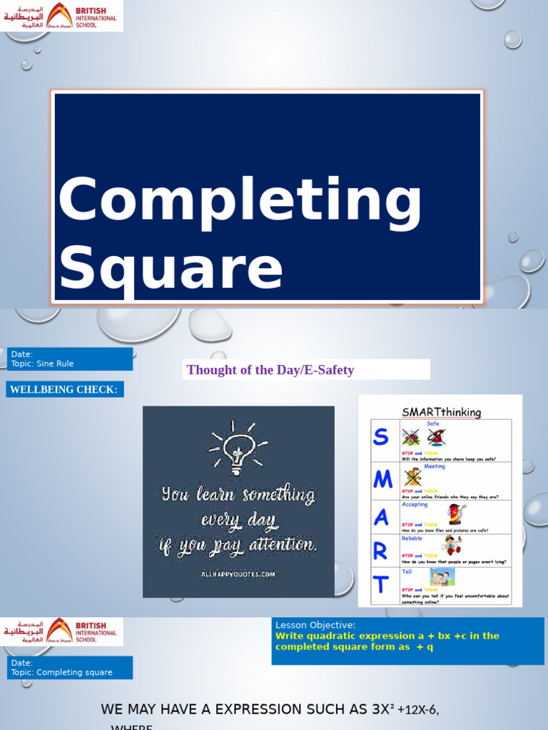 Completing the Square Guide | PDF | Discrete Mathematics | Abstract Algebra