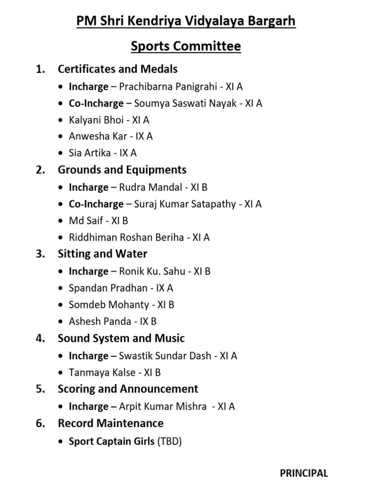 Bargarh KV Sports Committee Overview | PDF