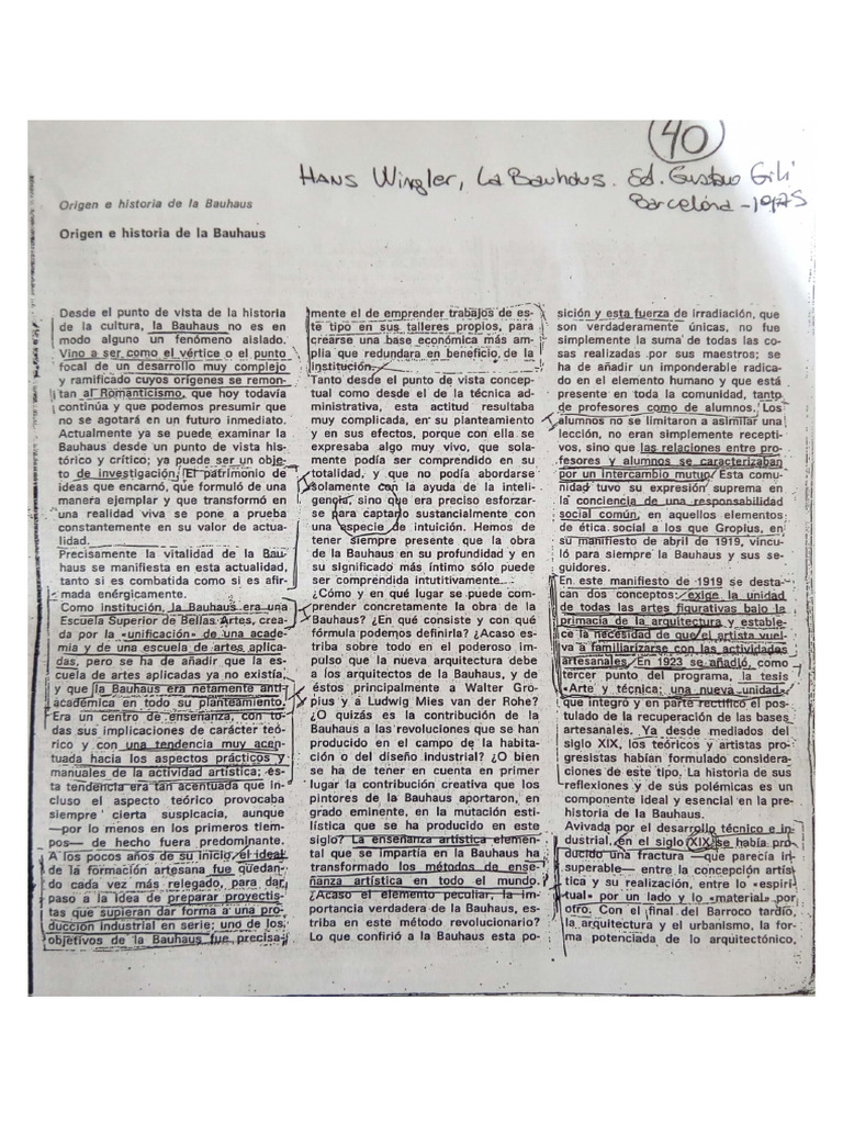 Hans Wingler, La Bauhaus | PDF