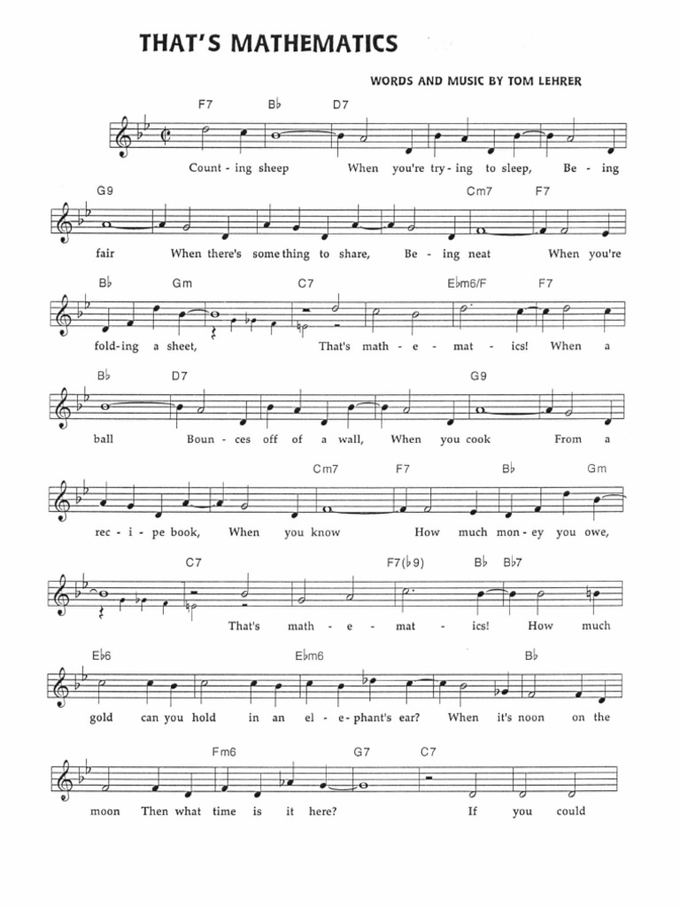 That's Mathematics Lyrics | PDF | Fermat's Last Theorem | Mathematics
