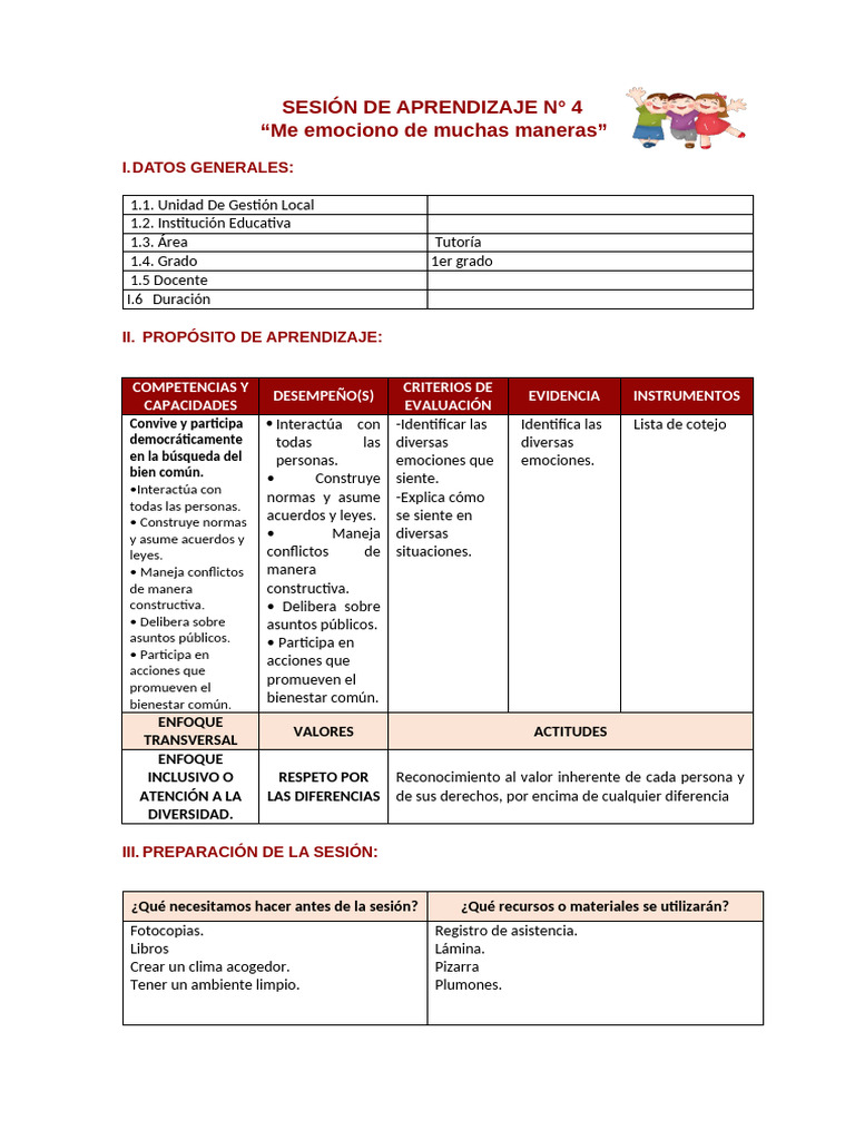 Identificación de Emociones en 1er Grado | PDF | Las emociones ...