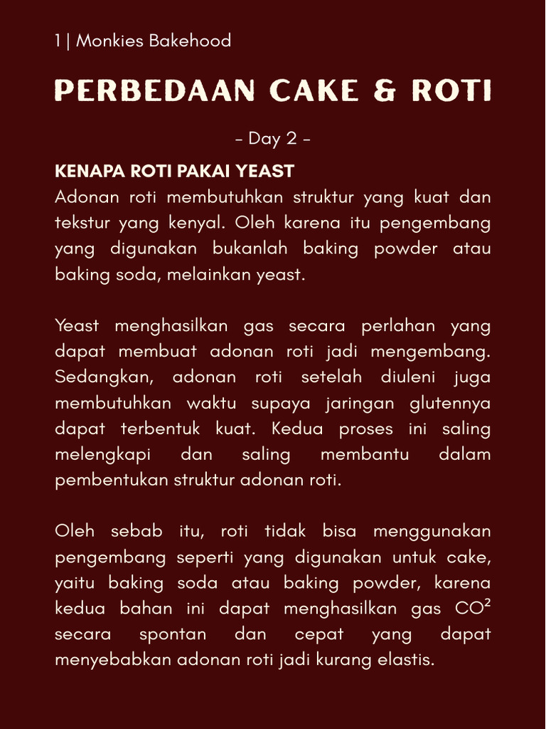 Perbedaan Cake & Roti - Monkies Bakehood | PDF