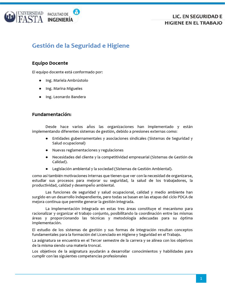 Gestión de Seguridad e Higiene Laboral | PDF | La seguridad informática ...