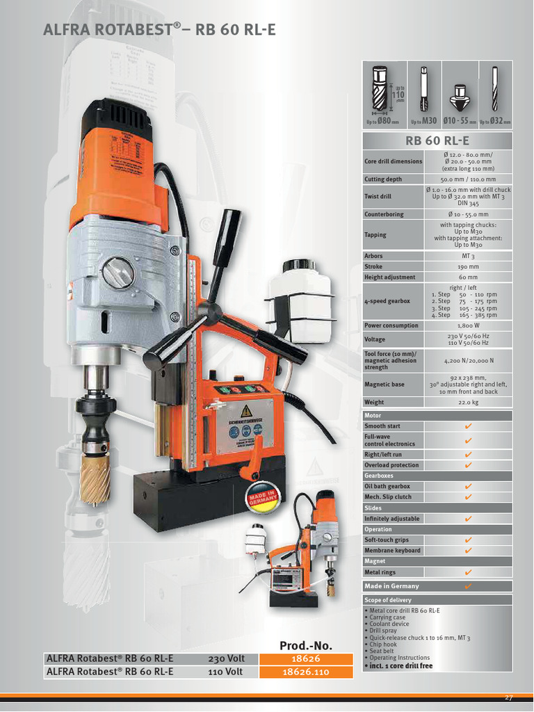 Alfra RB60 RL-E | PDF | Drill | Manufactured Goods