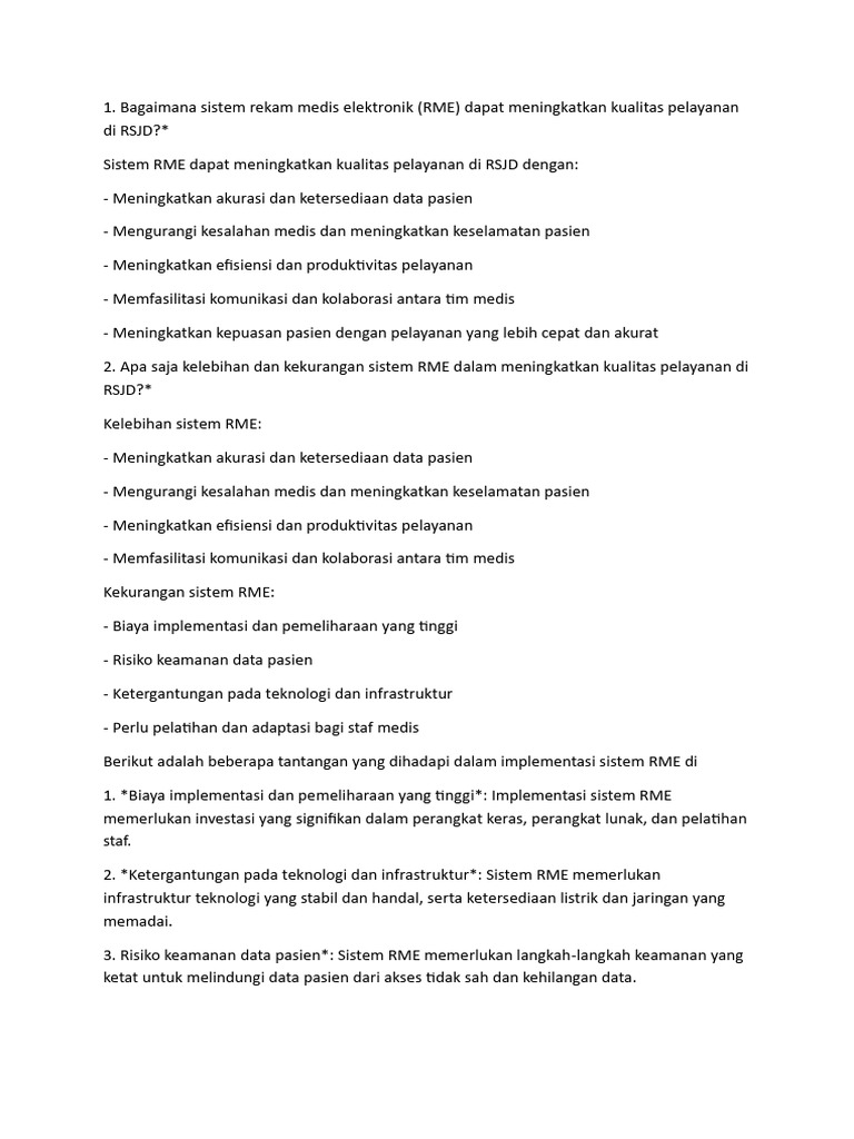 Manfaat dan Tantangan RME di RSJD | PDF