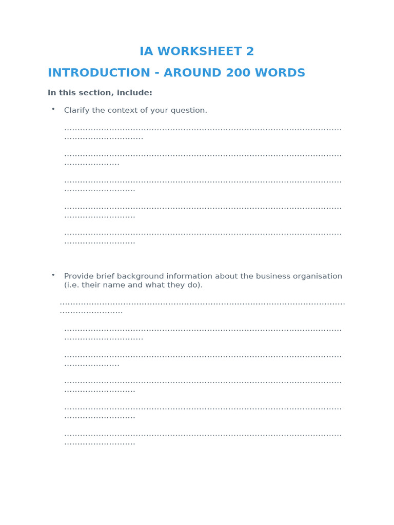 IA Worksheet: Investigating Business Issues | PDF