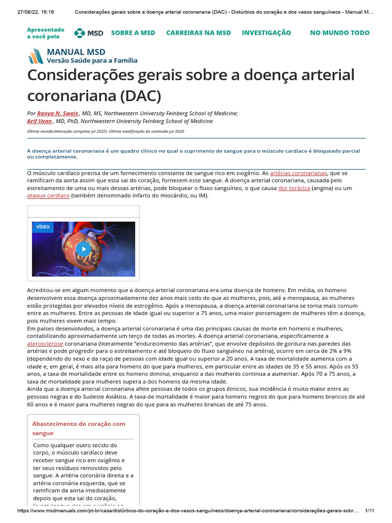 Doença Arterial Coronariana: Causas e Efeitos | PDF | Doença arterial ...