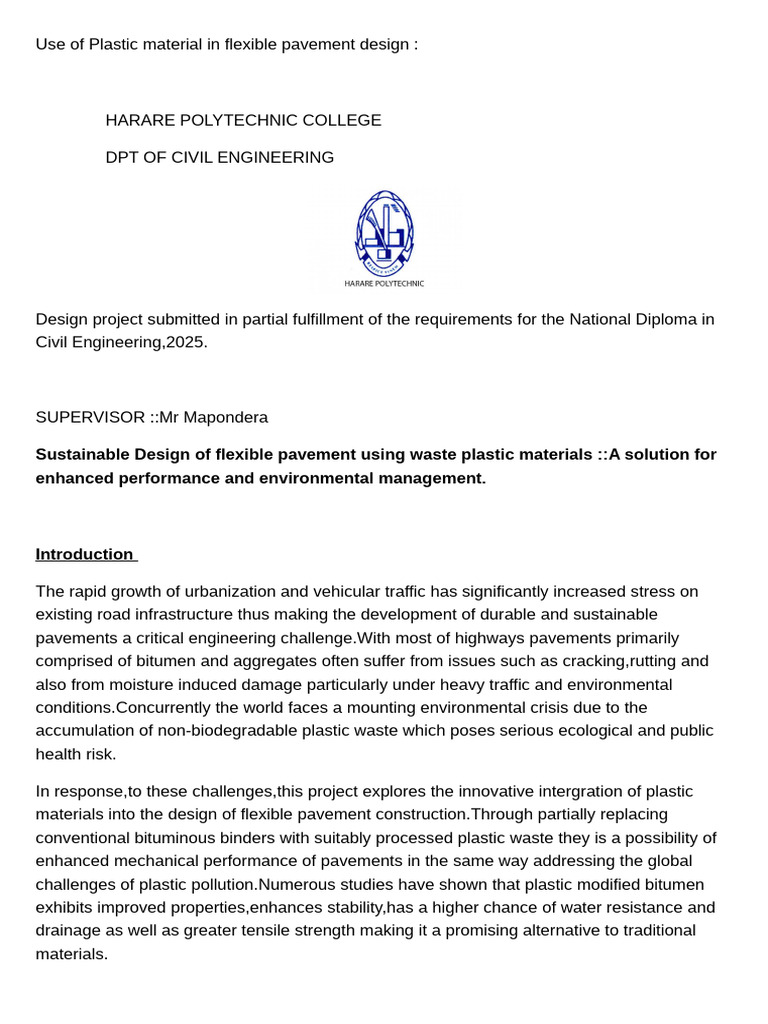 Use of Plastic Material in Flexible Pavement Design PDF | PDF | Road ...