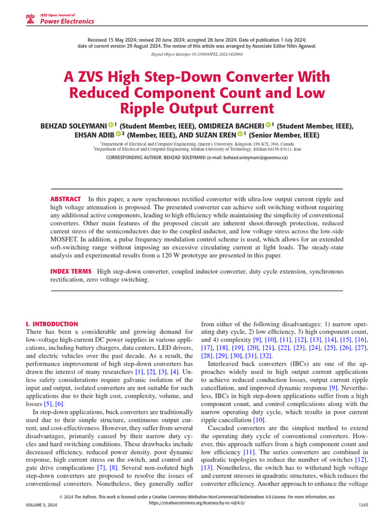 A ZVS High Step-Down Converter With Reduced Component Count and Low ...