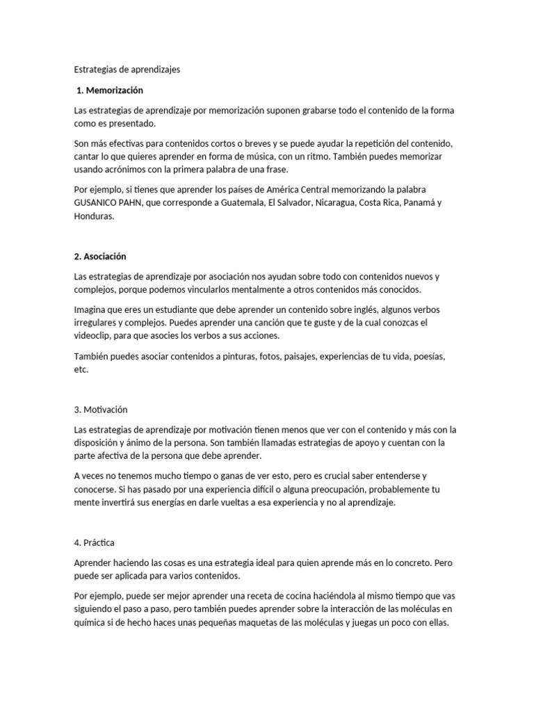 Estrategias de Aprendizajes | PDF | Aprendizaje | Memoria