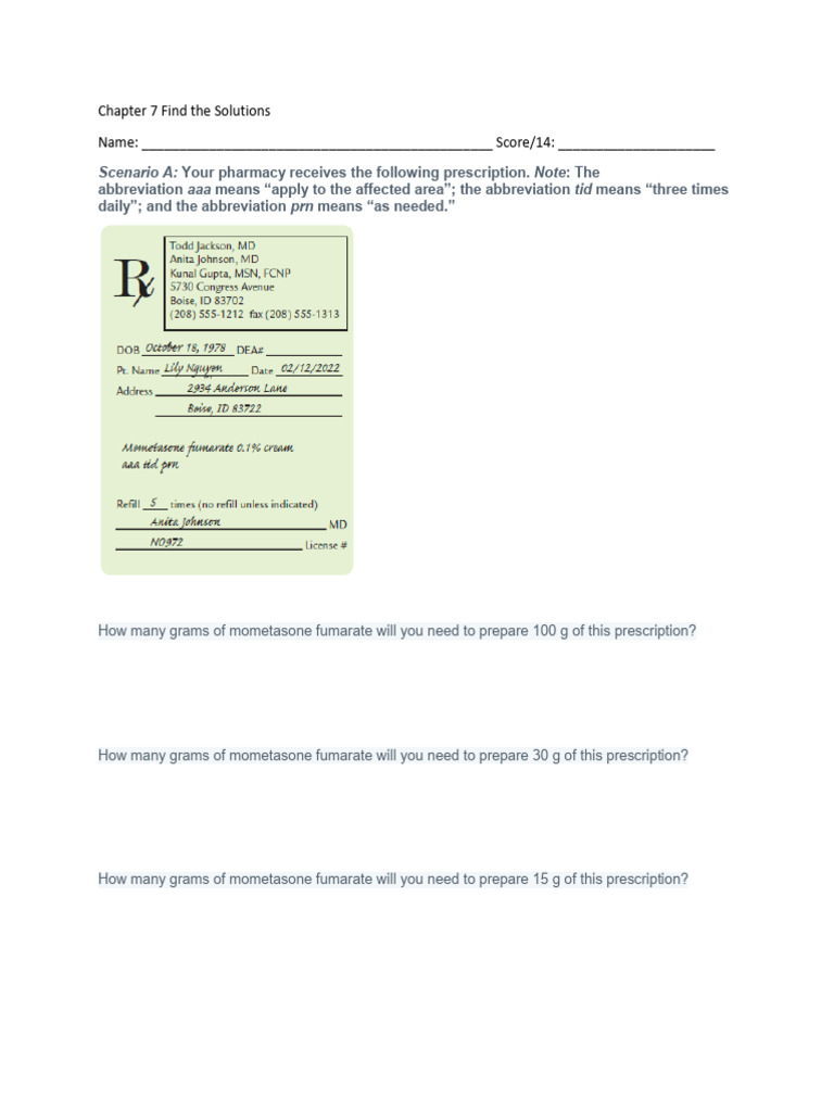 Pharmacy Compounding Calculations | PDF | Medical Prescription | Pharmacy