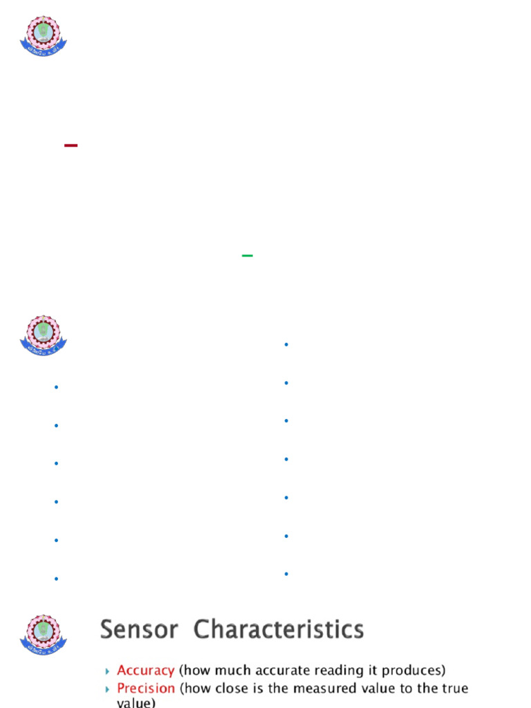 3.4 - 3.5 Sensor Characterisation Calibration Sensor Reliability Aging ...