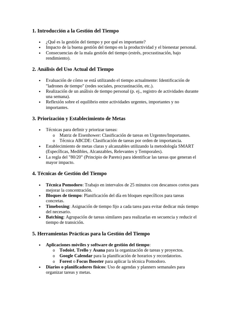 Gestion Del Tiempo | PDF | Gestión del tiempo | Habilidades profesionales